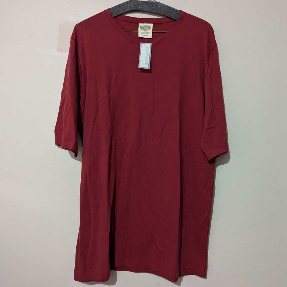Ramblers Way V-Neck Short Sleeve Shirt 100% Pima Cotton Made in USA Size M New!